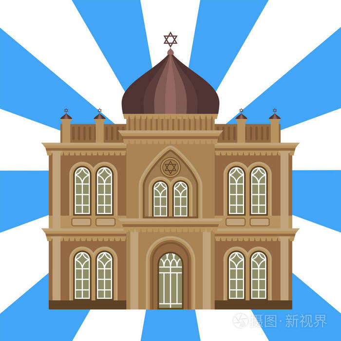 大教堂的犹太的教会的圣殿的传统建筑地标旅游矢量图