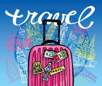 手绘涂鸦旅行图.去旅行照片
