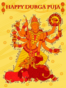 十 Vijayadashami Navratri 在印度的迦节日的印度女神杜尔迦雕塑