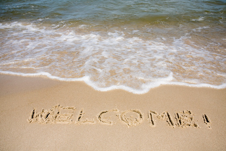 欢迎写在沙滩上