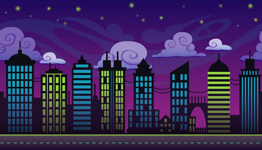 夜景城市漫画图片