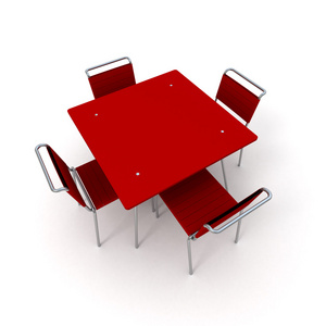 红桌子和椅子