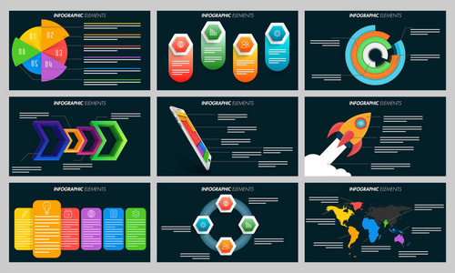丰富多彩的信息图表元素为演示文稿模板的