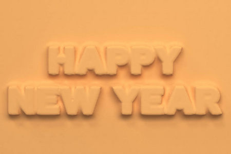 橙色新年快乐词语浅浮雕