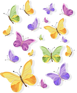 五彩缤纷的蝴蝶矢量模式的背景说明