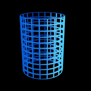 刻面蓝色3D圆筒