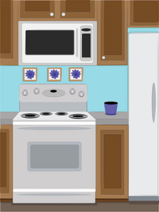家庭厨房烤箱和微波炉图片