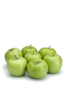 七个绿色苹果照片