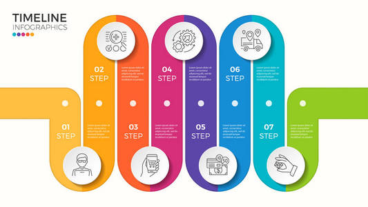 矢量绕组多彩时间线图表模板的 7 个步骤