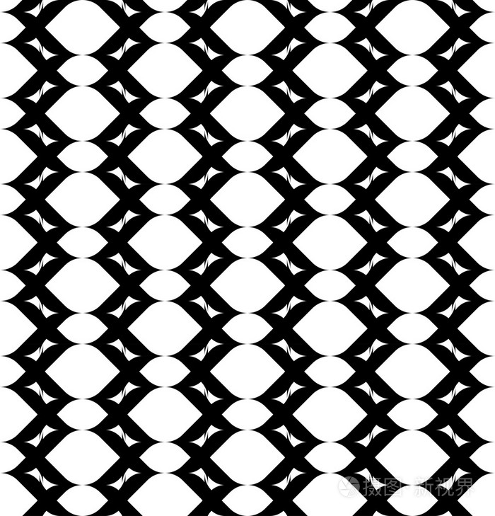 黑色和白色几何无缝模式与条纹，抽象背景