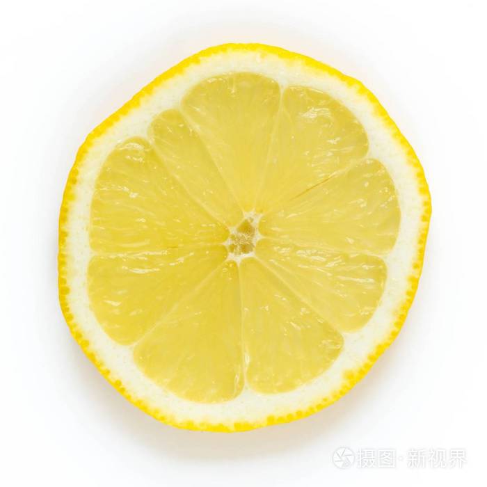 片柠檬柑橘水果在白色背景上的顶视图