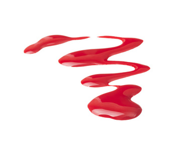 红色指甲油 牙釉质 滴样本，白色上孤立