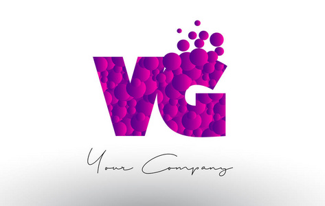 Vg V G 点紫色泡沫质地字母徽标