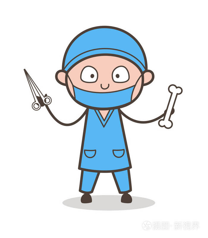 卡通剪刀与骨矢量的整形外科医生
