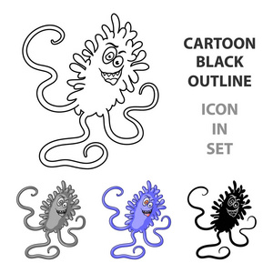 紫罗兰色图标在白色背景上孤立的卡通风格。和 bacteries 符号股票矢量图
