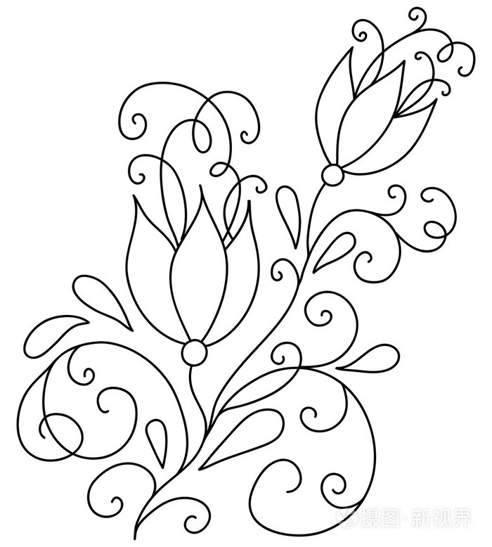 手绘抽象花插画-正版商用图片00ul7f-摄图新视界
