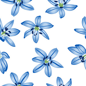白色背景上的蓝色花。