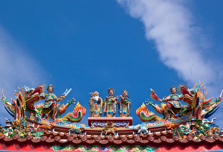 中国寺庙的神，龙在上面