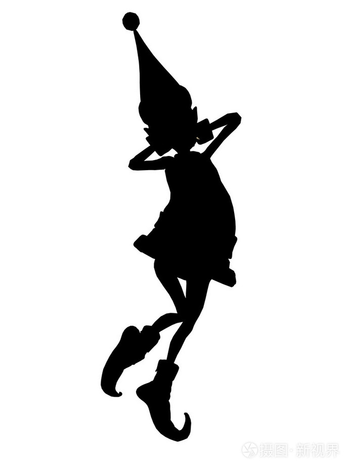 圣诞精灵剪影插图