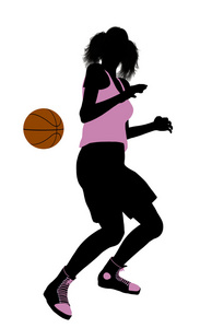 女篮球运动员剪影
