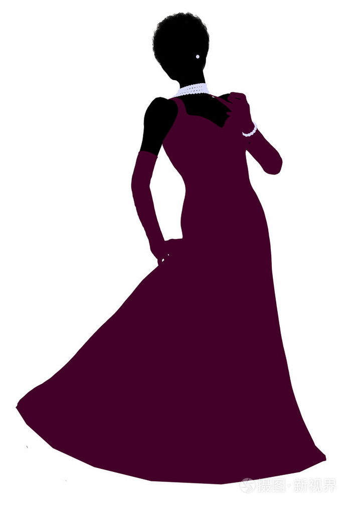 非裔美国人灰姑娘剪影插画