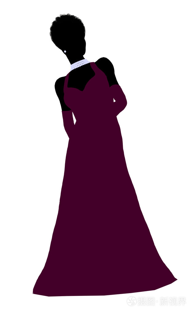 非裔美国人灰姑娘剪影插画