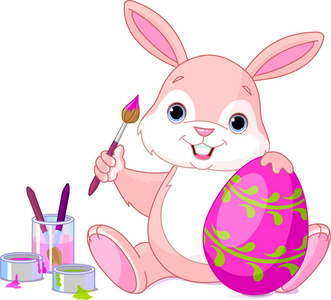 小兔子绘画复活节彩蛋
