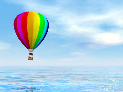 多彩的热空气气球3d 渲染