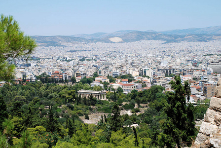 从雅典卫城和寺庙集市的全景视图