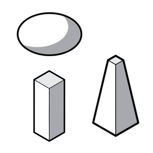 基本的 3d 几何形状的集合。孤立在白色背景上的几何固体矢量