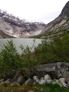 美丽的挪威夏日风景山与湖