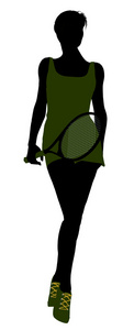 女网球手插画剪影