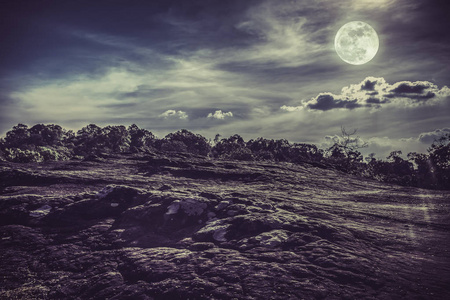 景观的夜空的满月，宁静自然背景
