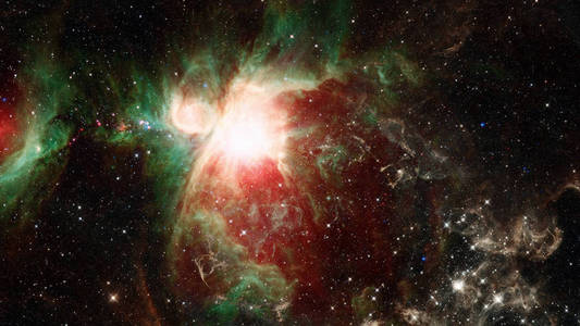 与明星的多彩空间星云。这幅图像由美国国家航空航天局提供的元素