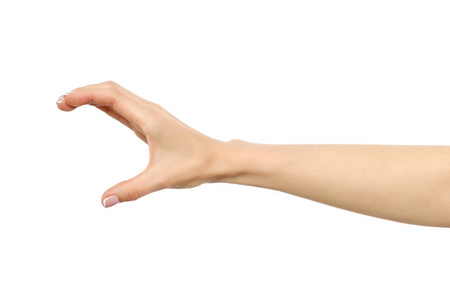 女人的手抓或衡量某件东西照片