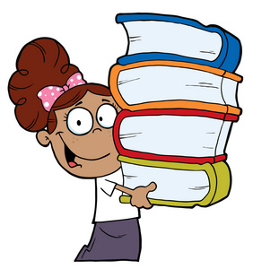 聪明的拉丁学校女孩拿着一叠书