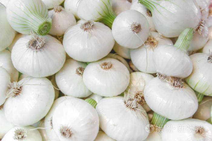 在市场上大健康素食有机白洋葱