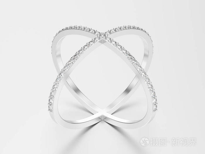 3d 图白色黄金或白银两小腿钻石戒指机智