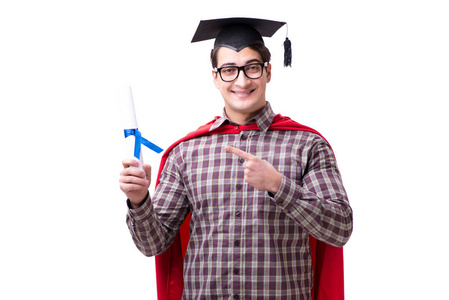 超级英雄学生毕业分离的穿着砂浆板帽