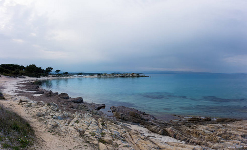 在 Vourvourou，，希臘海边风景秀丽