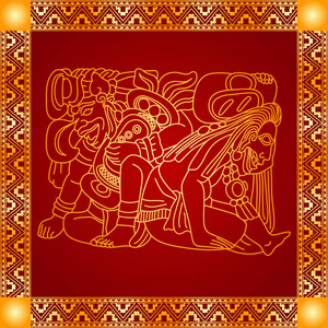 美国土著印第安人 阿兹台克人和玛雅人的金色象征矢量装饰品