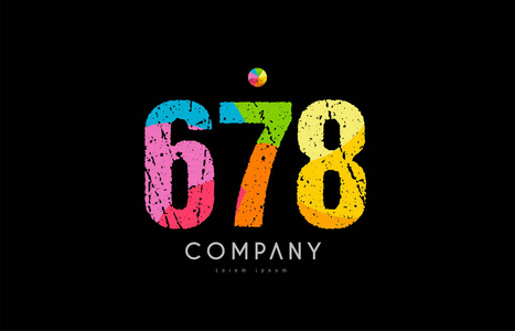 678 号 grunge 彩色彩虹数字数字标识照片