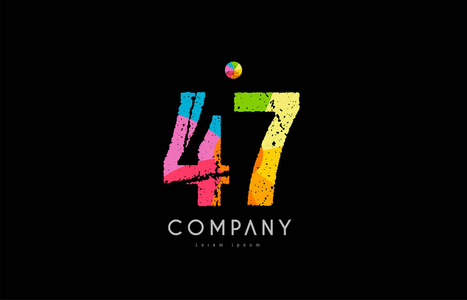 47 号 grunge 彩色彩虹数字数字标识照片