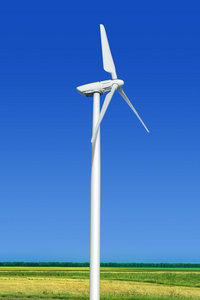 绿色草地，风力涡轮机