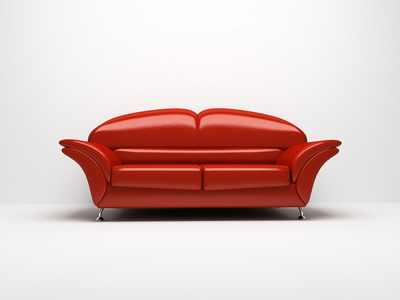 白色背景隔离的红色沙发