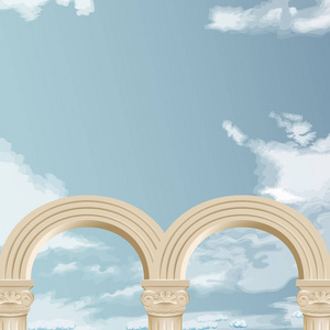 大理石的拱和多云的天空