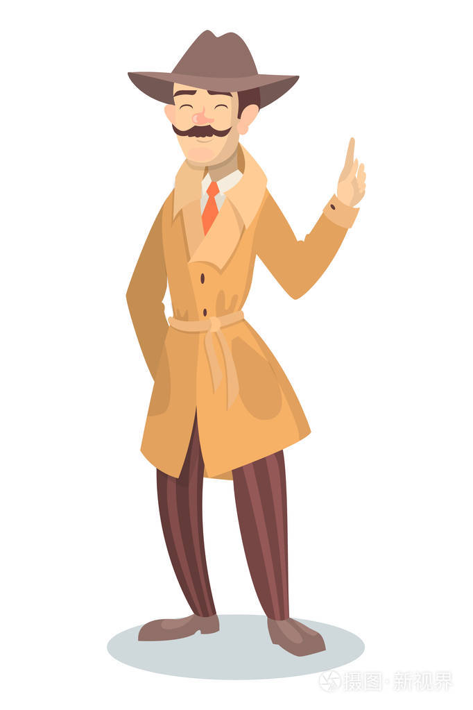 孤立的搞笑侦探插画-正版商用图片00xoas-摄图新视界