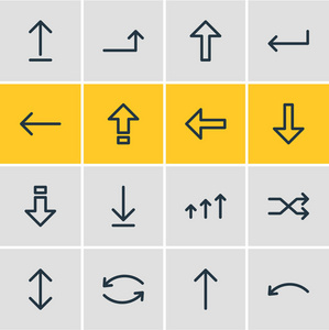 矢量图的 16 箭头图标。可编辑包下来，加载，左和其他元素