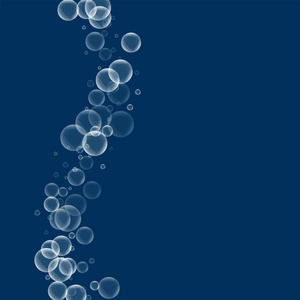 随机的肥皂泡泡左的波与随机肥皂泡上深蓝色背景矢量