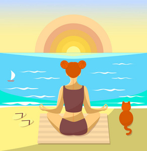 冥想的女孩图片-冥想的女孩素材-冥想的女孩插画-摄图新视界